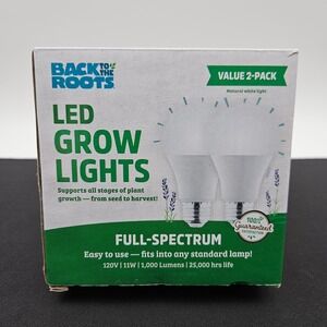 Back to the Roots LED Grow Lights Full Spectrum 11W 1000 Lumens 2-Pack 49012